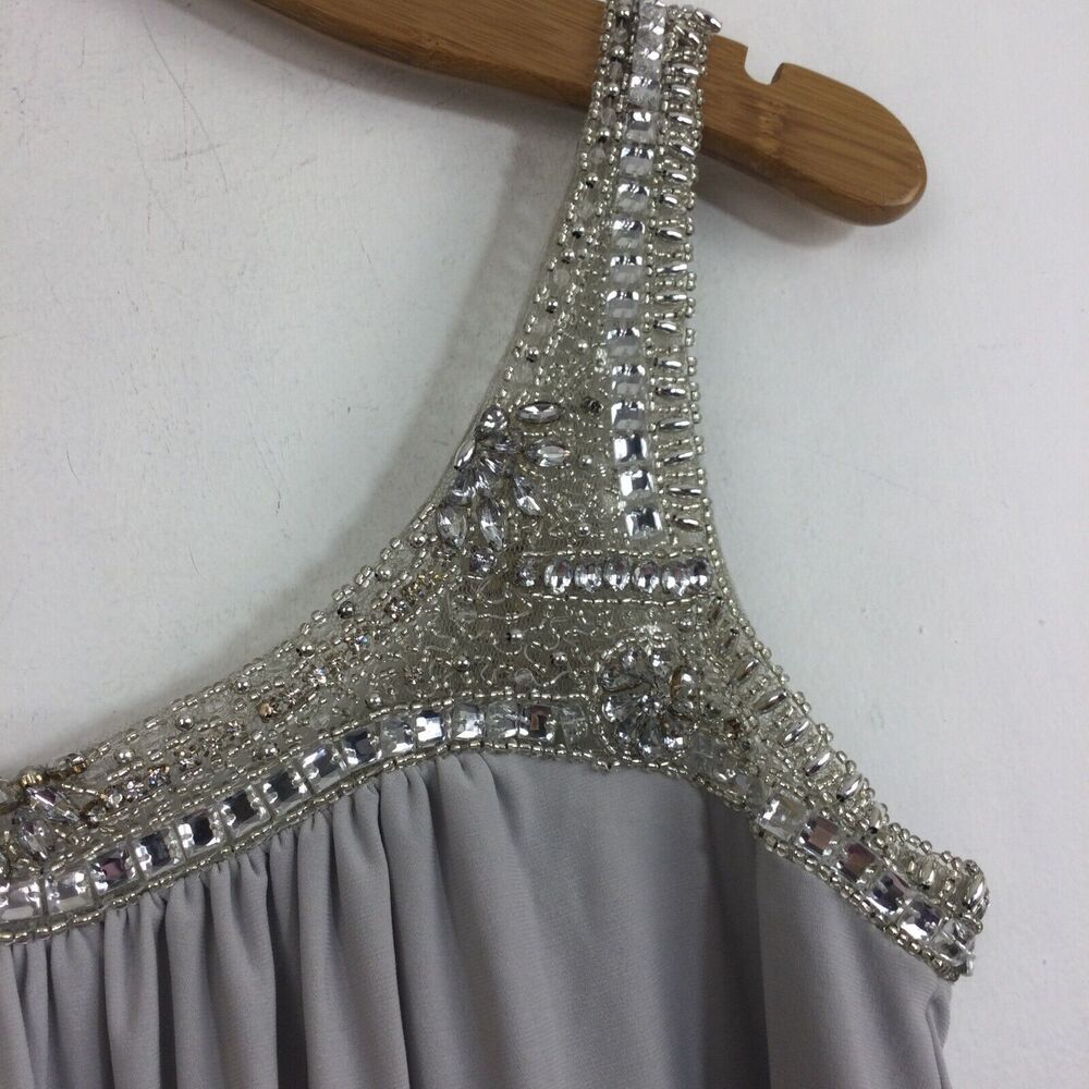 Js Boutique Beaded Neck Embellished Sleeveless Scoop Neck Shift Dress Gray 10 — image 5 of 8
